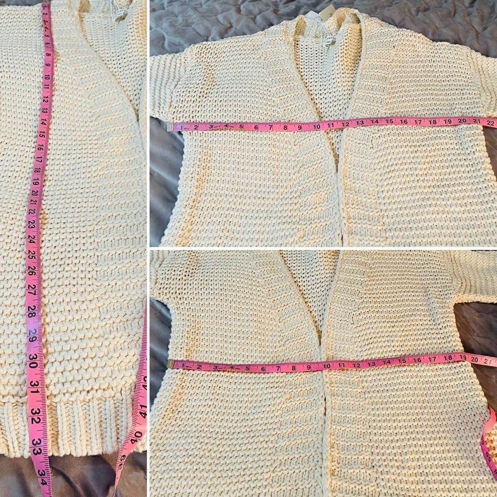 Miracle Relax More Ivory Midi Cardigan Tie Chunky Knit M/L - Picture 13 of 13